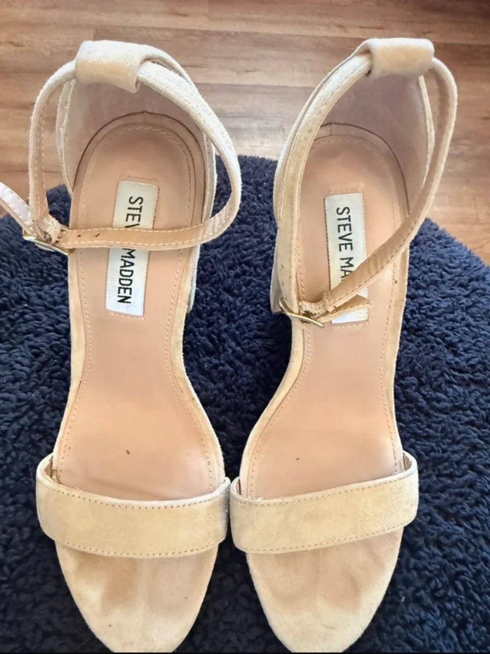 Steve Madden Nude Suede Open-Toe Ankle-Strap Heels